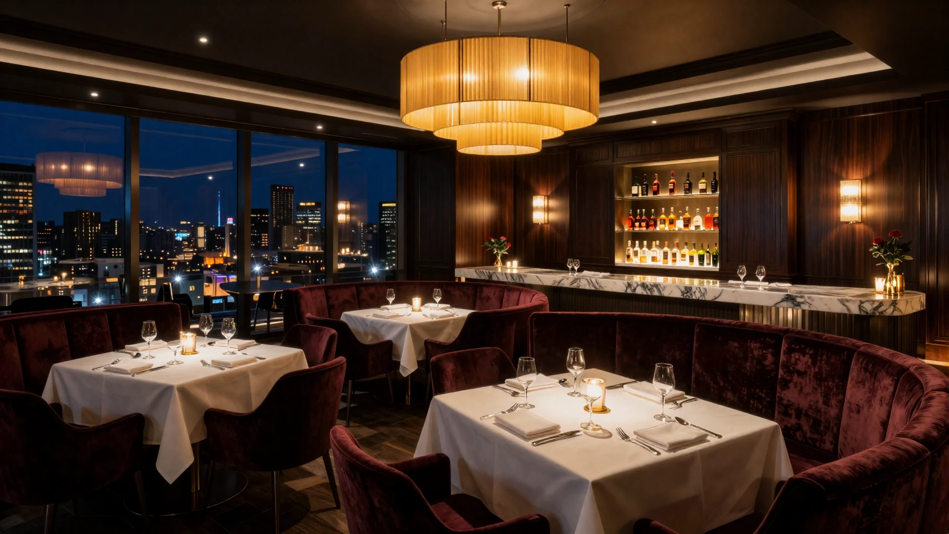 Eleganckie wnętrze restauracji z wyrafinowanym wystrojem